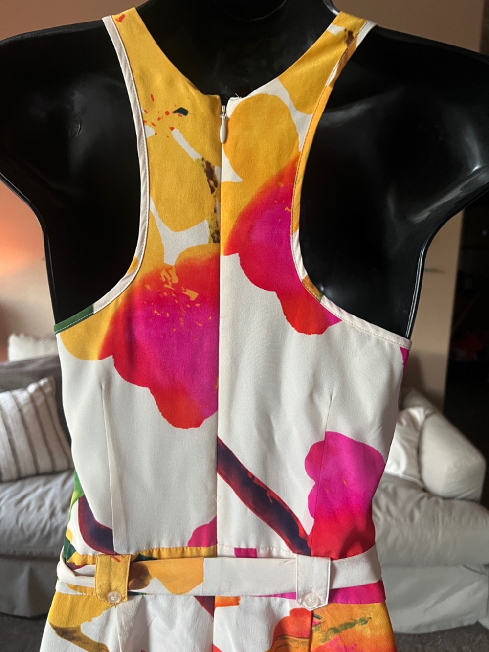 Yumi Kim Silk White Floral Wide-Leg Jumpsuit with Pink, Red & Yellow Print - Picture 6 of 8
